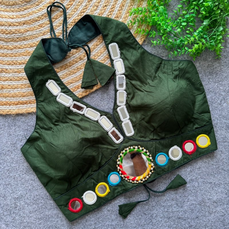 Tew Pure Cotton Real Mirror Work Navratri Blouses